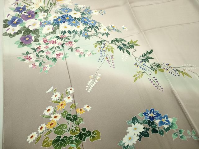 平和屋本店●極上　本加賀友禅作家 野村絵美　訪問着　華苑　灰梅色地　暈し染め　やまと誂製　色紙・証紙付き　逸品　未使用　DZAB6742kh6