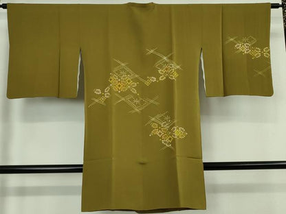 平和屋本店∞極上　創業460年・千總　道行コート　ロング丈　刺繍　花菱　海幸茶色地　逸品　DZAB6747kh6