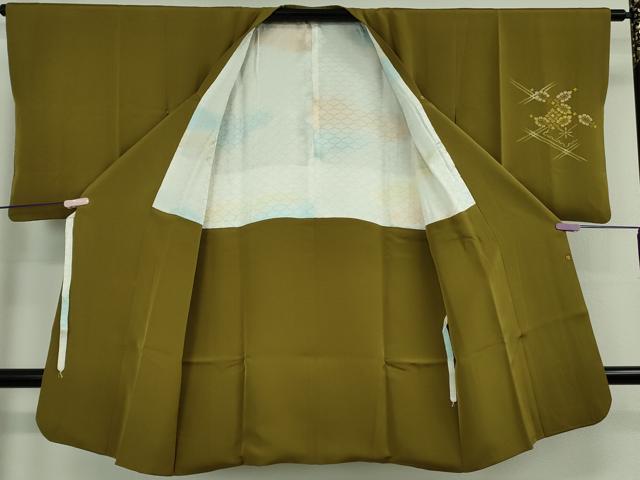 平和屋本店∞極上　創業460年・千總　道行コート　ロング丈　刺繍　花菱　海幸茶色地　逸品　DZAB6747kh6