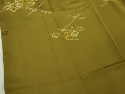 平和屋本店∞極上　創業460年・千總　道行コート　ロング丈　刺繍　花菱　海幸茶色地　逸品　DZAB6747kh6