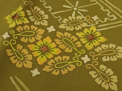 平和屋本店∞極上　創業460年・千總　道行コート　ロング丈　刺繍　花菱　海幸茶色地　逸品　DZAB6747kh6