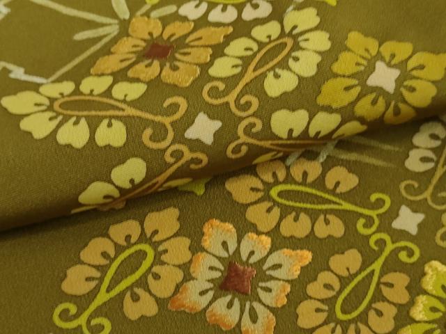 平和屋本店∞極上　創業460年・千總　道行コート　ロング丈　刺繍　花菱　海幸茶色地　逸品　DZAB6747kh6