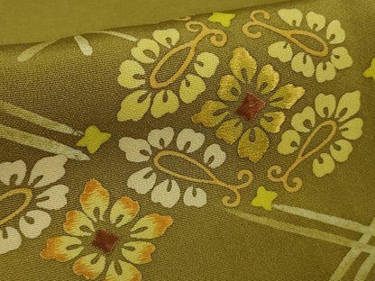 平和屋本店∞極上　創業460年・千總　道行コート　ロング丈　刺繍　花菱　海幸茶色地　逸品　DZAB6747kh6