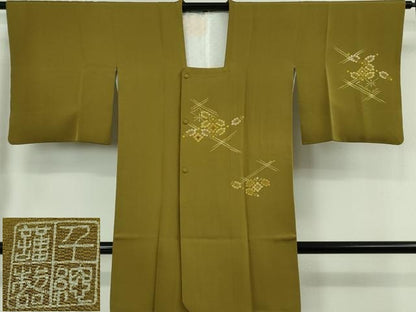 平和屋本店∞極上　創業460年・千總　道行コート　ロング丈　刺繍　花菱　海幸茶色地　逸品　DZAB6747kh6
