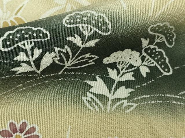 平和屋本店●極上　訪問着　草花文　黒地　暈し染め　逸品　DZAB6749kh6