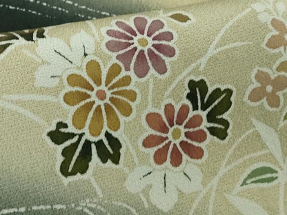 平和屋本店●極上　訪問着　草花文　黒地　暈し染め　逸品　DZAB6749kh6