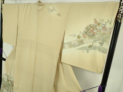 平和屋本店●極上　中国三大刺繍 スワトウ刺繍 汕頭刺繍 蘇州刺繍 訪問着 正倉院草花文 濃い蒸栗色地　暈し染め　金糸　逸品　DZAB6754kh6