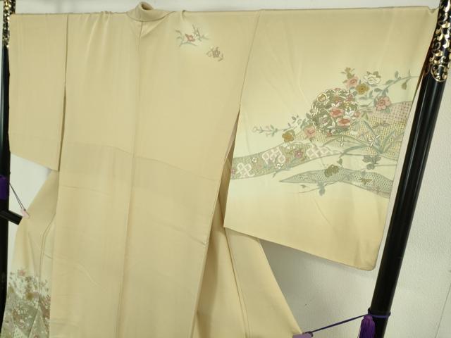 平和屋本店●極上　中国三大刺繍 スワトウ刺繍 汕頭刺繍 蘇州刺繍 訪問着 正倉院草花文 濃い蒸栗色地　暈し染め　金糸　逸品　DZAB6754kh6