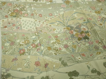 平和屋本店●極上　中国三大刺繍 スワトウ刺繍 汕頭刺繍 蘇州刺繍 訪問着 正倉院草花文 濃い蒸栗色地　暈し染め　金糸　逸品　DZAB6754kh6