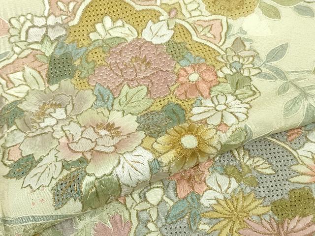 平和屋本店●極上　中国三大刺繍 スワトウ刺繍 汕頭刺繍 蘇州刺繍 訪問着 正倉院草花文 濃い蒸栗色地　暈し染め　金糸　逸品　DZAB6754kh6