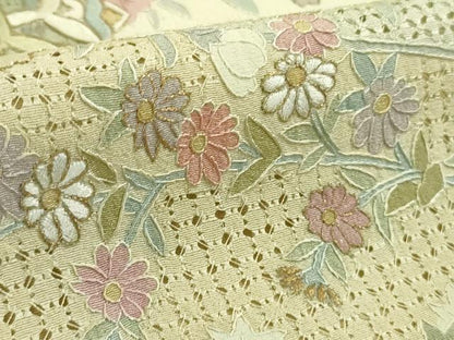 平和屋本店●極上　中国三大刺繍 スワトウ刺繍 汕頭刺繍 蘇州刺繍 訪問着 正倉院草花文 濃い蒸栗色地　暈し染め　金糸　逸品　DZAB6754kh6