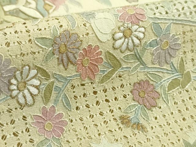 平和屋本店●極上　中国三大刺繍 スワトウ刺繍 汕頭刺繍 蘇州刺繍 訪問着 正倉院草花文 濃い蒸栗色地　暈し染め　金糸　逸品　DZAB6754kh6