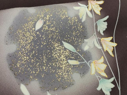 平和屋本店●極上　訪問着　駒刺繍　雪輪　枝花文　似せ紫色地　暈し染め　金彩　ロング丈　逸品　未使用　DZAB6757kh6