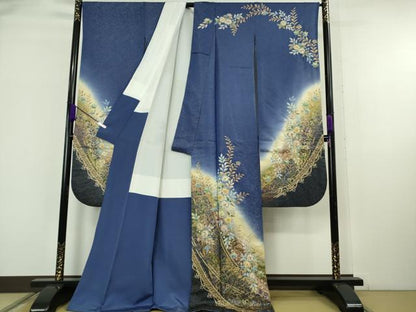 平和屋着物●極上　越後十日町の一流染匠　桐屋・翠山工房　徳永憲峯　振袖　辻が花　暈し染め　金彩　金通し地　逸品　DZAB6761kh6