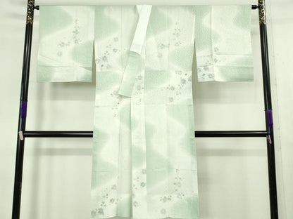 平和屋本店●極上　久保田一竹 幻の辻が花　訪問着・長襦袢セット　勿忘草色地　暈し染め　銀通し地　反端付き ロング丈 逸品　DZAB6762kh6