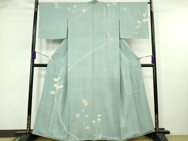 平和屋本店●極上　人間国宝　森口華弘　蒔糊友禅　蒔糊散らし　訪問着　枝菊　金彩　逸品　DZAB6766kh6