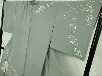 平和屋本店●極上　二代目・由水十久　本加賀友禅　訪問着　雪柳　豆がら茶色地　暈し染め　逸品　DZAB6769kh6