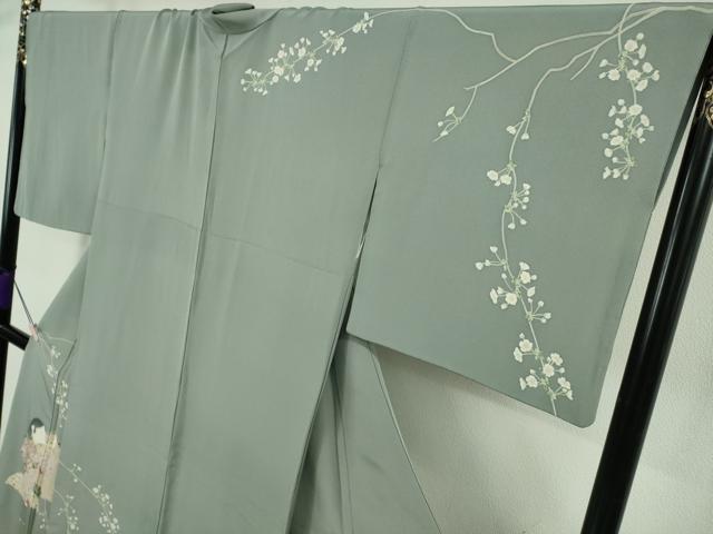平和屋本店●極上　二代目・由水十久　本加賀友禅　訪問着　雪柳　豆がら茶色地　暈し染め　逸品　DZAB6769kh6