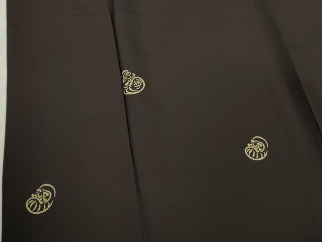 平和屋本店▽極上　男性　小紋　単衣　達磨　ダルマ　黒紅色地　逸品　DZAB6775kh6