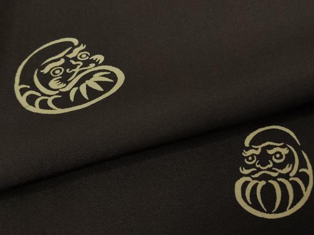 平和屋本店▽極上　男性　小紋　単衣　達磨　ダルマ　黒紅色地　逸品　DZAB6775kh6