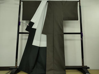 平和屋本店●極上　山下八百子　本場黄八丈　黒八丈　紬　市松綾織　逸品　DZAB6776kh6