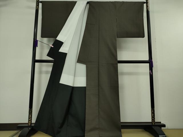 平和屋本店●極上　山下八百子　本場黄八丈　黒八丈　紬　市松綾織　逸品　DZAB6776kh6