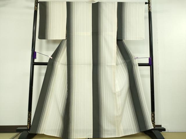 平和屋本店▽極上　お召　単衣　間道　逸品　DZAB6780kh6