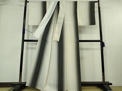 平和屋本店▽極上　お召　単衣　間道　逸品　DZAB6780kh6