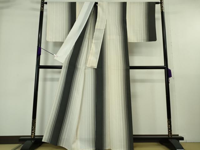 平和屋本店▽極上　お召　単衣　間道　逸品　DZAB6780kh6