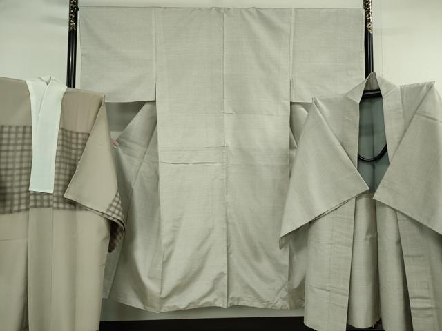 平和屋本店●極上　男性　本場大島紬　白大島　アンサンブル　長羽織・長襦袢(袷)セット　100亀甲　総詰め　逸品　DZAB6781kh6