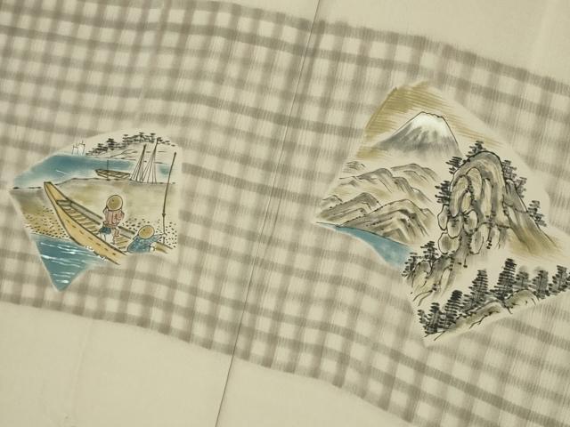 平和屋本店●極上　男性　本場大島紬　白大島　アンサンブル　長羽織・長襦袢(袷)セット　100亀甲　総詰め　逸品　DZAB6781kh6