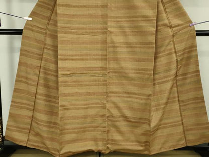 平和屋本店●極上　郡上紬　草木染　横段文　逸品　DZAB6788kh6
