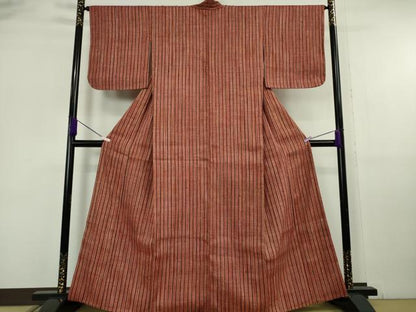 平和屋本店●極上　浦野理一　経節紬　縞　逸品　未使用　DZAB6789kh6