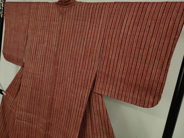 平和屋本店●極上　浦野理一　経節紬　縞　逸品　未使用　DZAB6789kh6