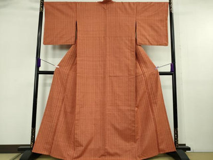 平和屋本店▽希少　ざざんざ織　単衣　縞　逸品　DZAB6792kh6