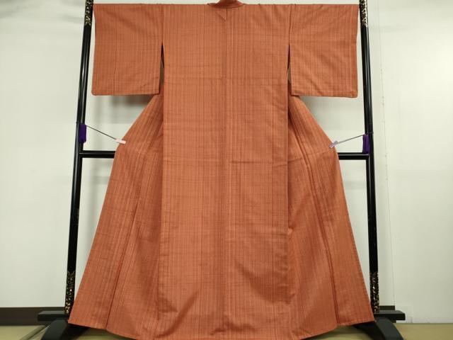 平和屋本店▽希少　ざざんざ織　単衣　縞　逸品　DZAB6792kh6