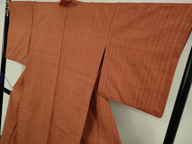 平和屋本店▽希少　ざざんざ織　単衣　縞　逸品　DZAB6792kh6