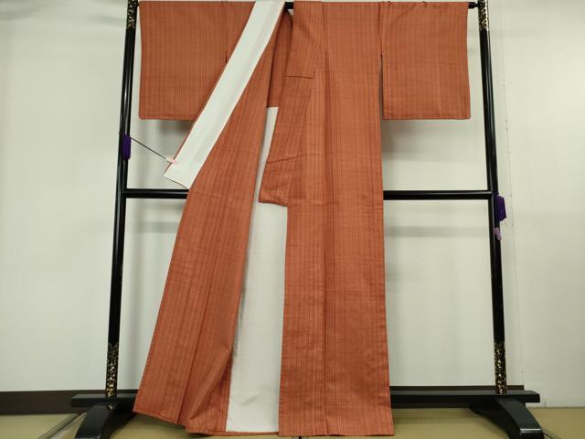 平和屋本店▽希少　ざざんざ織　単衣　縞　逸品　DZAB6792kh6