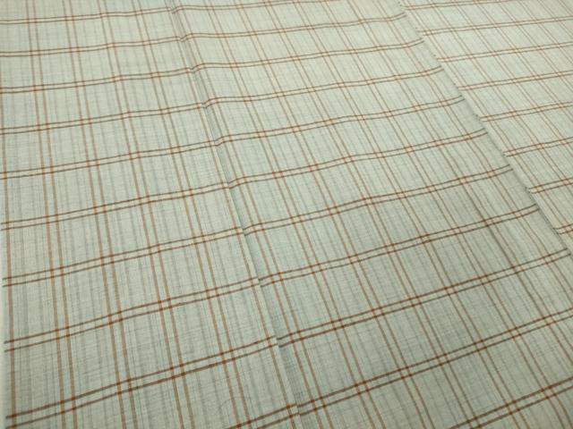平和屋本店▽希少　重要無形文化財　本場久米島紬　ゆうな染　手織　単衣　格子　三越扱い　逸品　DZAB6795kh6