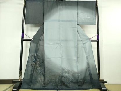 平和屋本店●極上　訪問着　無双　紗袷　紗×絽　作家物　風神雷神　螺鈿　暈し染め　金彩　逸品　未使用　DZAB6800kh6