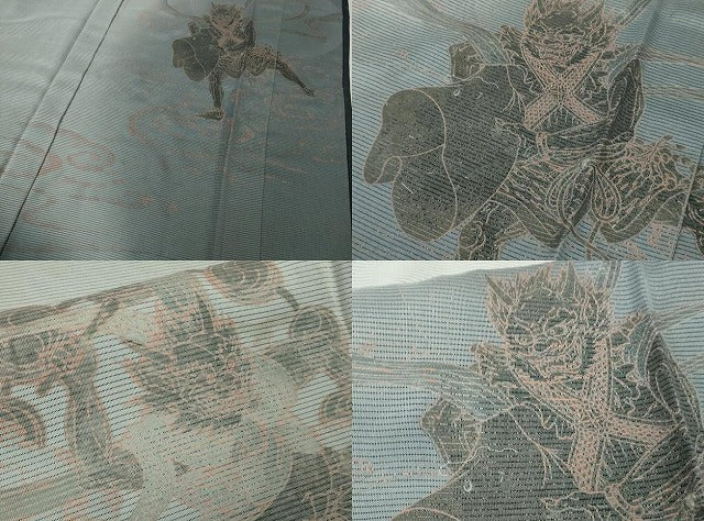 平和屋本店●極上　訪問着　無双　紗袷　紗×絽　作家物　風神雷神　螺鈿　暈し染め　金彩　逸品　未使用　DZAB6800kh6