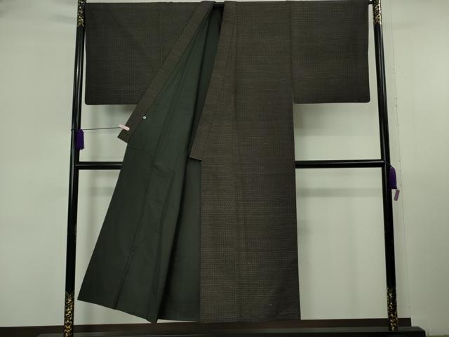 平和屋本店●極上　男性　国指定重要無形文化財　本場久米島紬　手織　アンサンブル　長羽織　大丸扱い　逸品　DZAB6803kh6