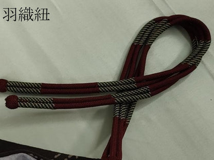 平和屋着物∞極上　長羽織　枝葉文　似せ紫色地　羽織紐付き　逸品　DZAB6809kh6