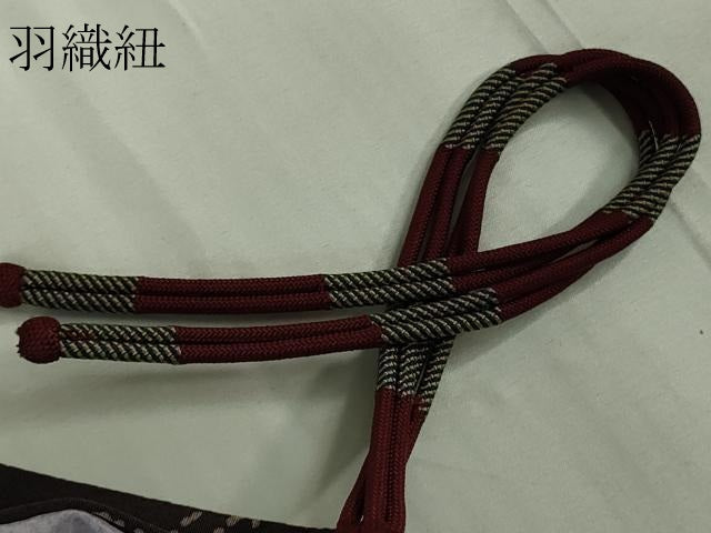 平和屋着物∞極上　長羽織　枝葉文　似せ紫色地　羽織紐付き　逸品　DZAB6809kh6
