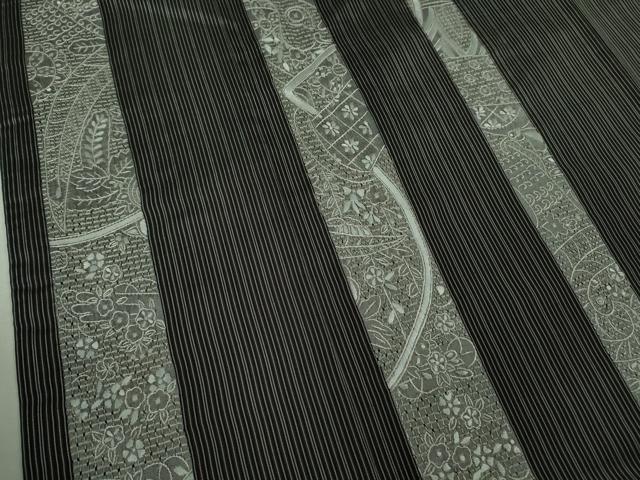 平和屋本店●極上　男性　中国三大刺繍　スワトウ刺繍　汕頭刺繍　本場縞大島紬　花唐草間道　逸品　DZAB6817kh6