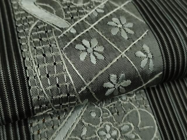 平和屋本店●極上　男性　中国三大刺繍　スワトウ刺繍　汕頭刺繍　本場縞大島紬　花唐草間道　逸品　DZAB6817kh6