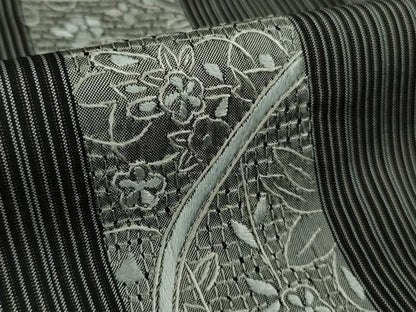 平和屋本店●極上　男性　中国三大刺繍　スワトウ刺繍　汕頭刺繍　本場縞大島紬　花唐草間道　逸品　DZAB6817kh6