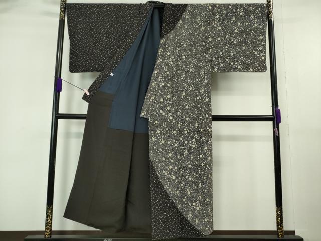 平和屋本店●極上　男性　中国三大刺繍　スワトウ刺繍　汕頭刺繍　訪問着　キングサイズ　箔散らし　黒地　金糸　逸品　DZAB6818kh6