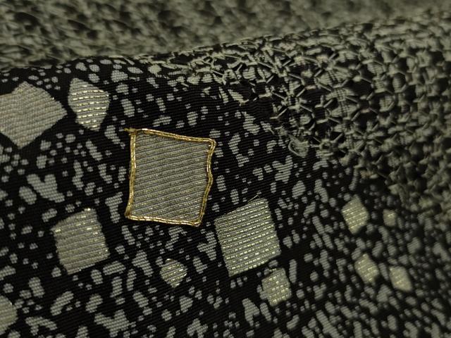 平和屋本店●極上　男性　中国三大刺繍　スワトウ刺繍　汕頭刺繍　訪問着　キングサイズ　箔散らし　黒地　金糸　逸品　DZAB6818kh6