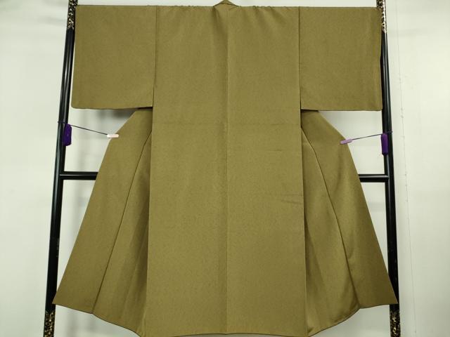 平和屋着物●極上　男性　洗える最高級着物　＜英＞はなぶさ謹製　お召　色無地　梅幸茶色　逸品　DZAB6819kh6